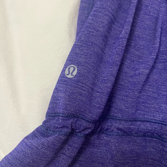 Lululemon “Less Rest” Heathered Purple Tank with Striped Sports Bra - Picture 7 of 9